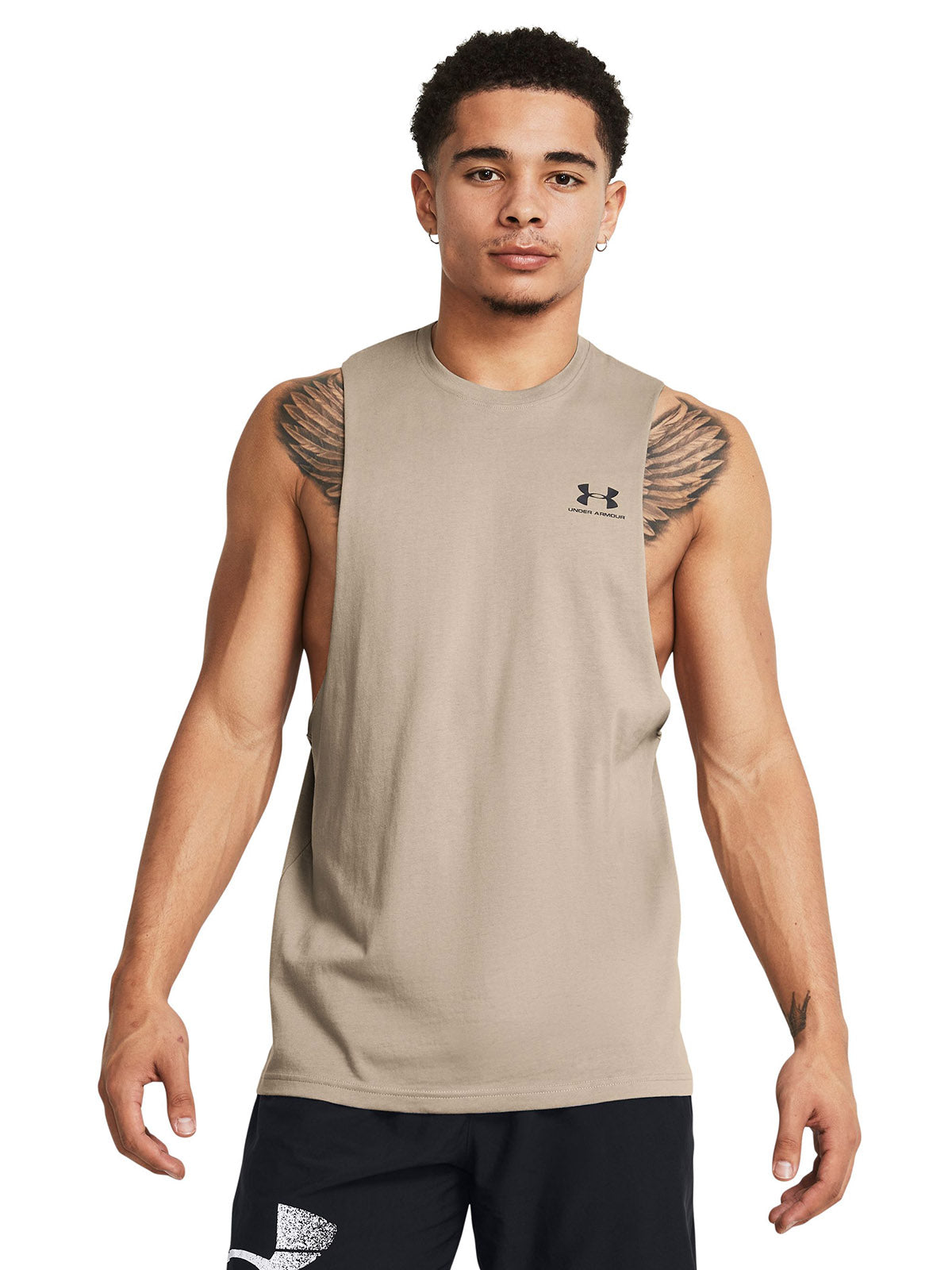 Polera sin mangas Under Armour Leftchest café para hombre