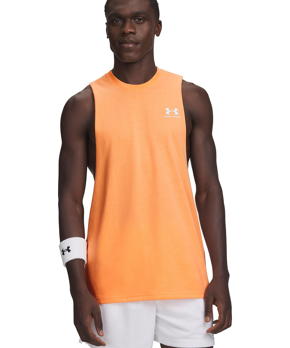UA Left Chest Cut-Off Polera sin mangas naranjo para hombre