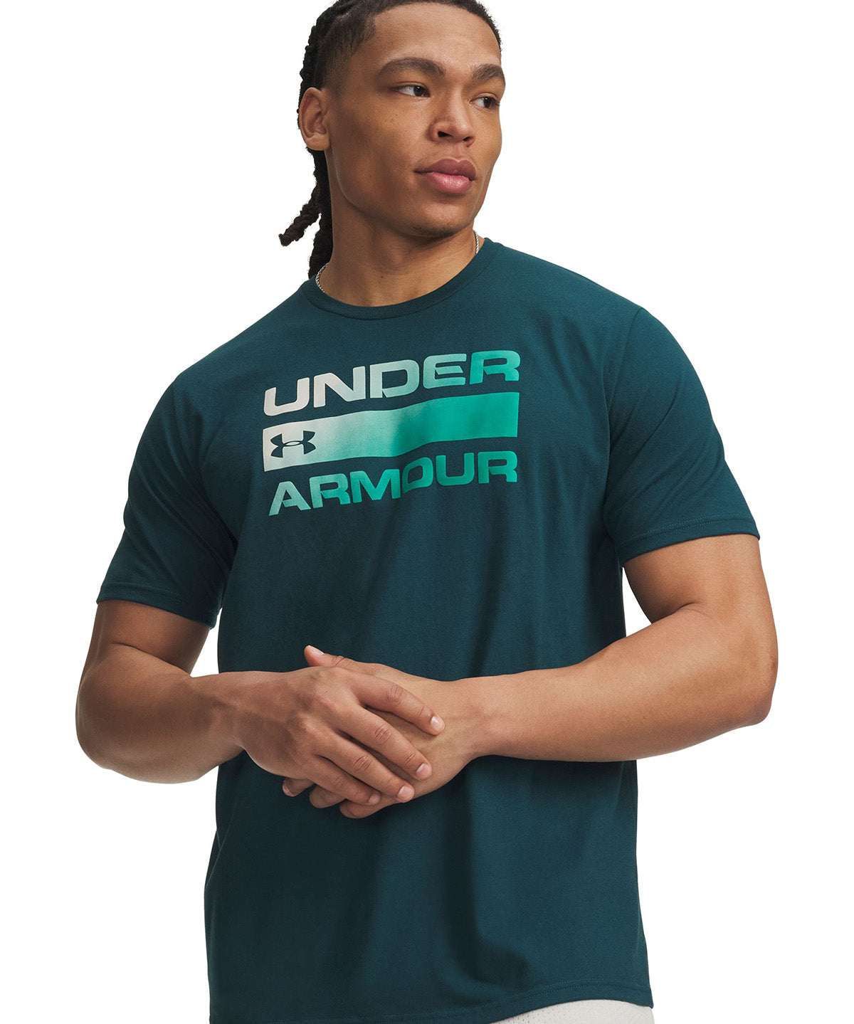 Polera manga corta UA Team Issue Wordmark verde para hombre