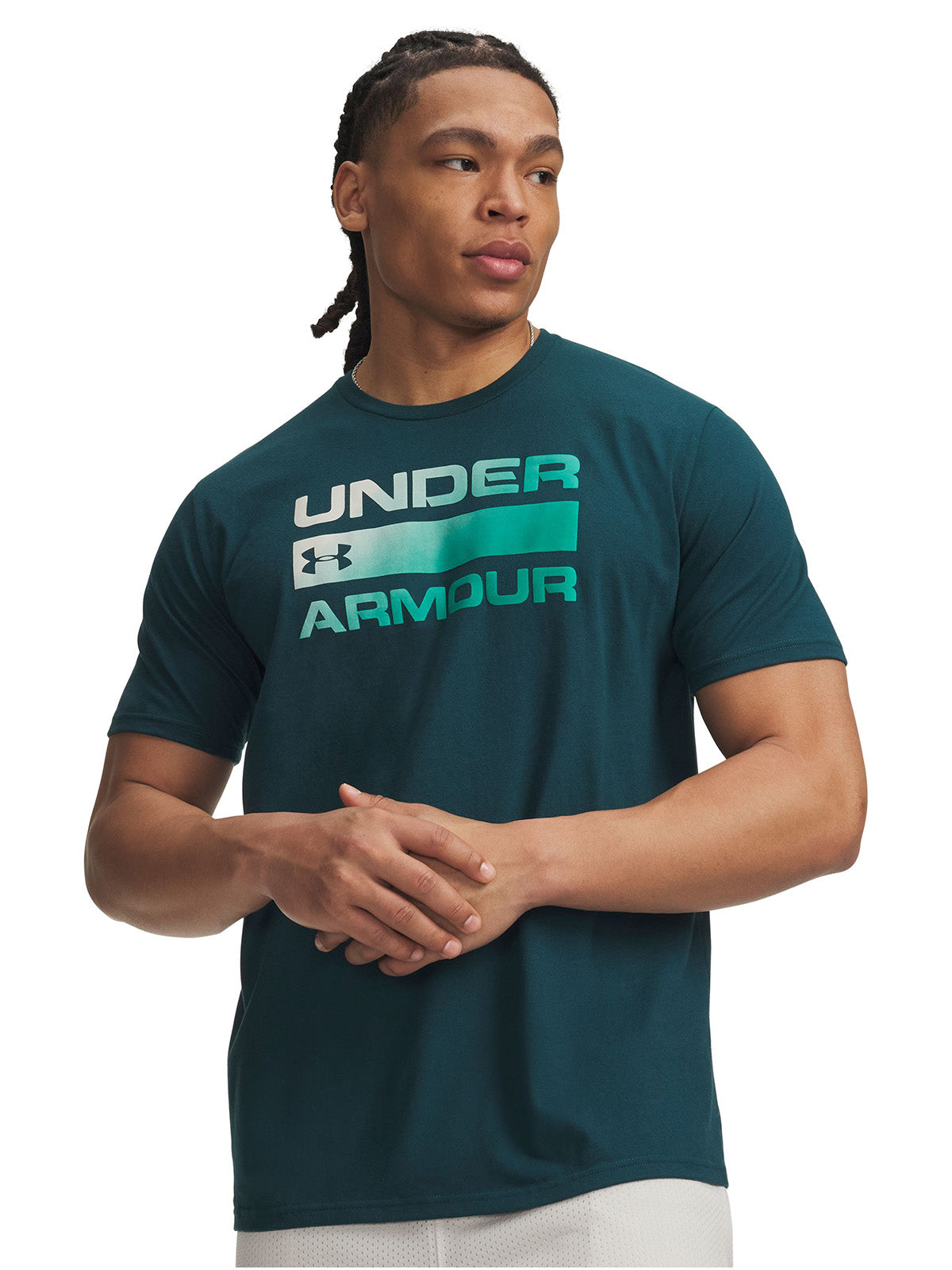 Polera manga corta UA Team Issue Wordmark verde para hombre