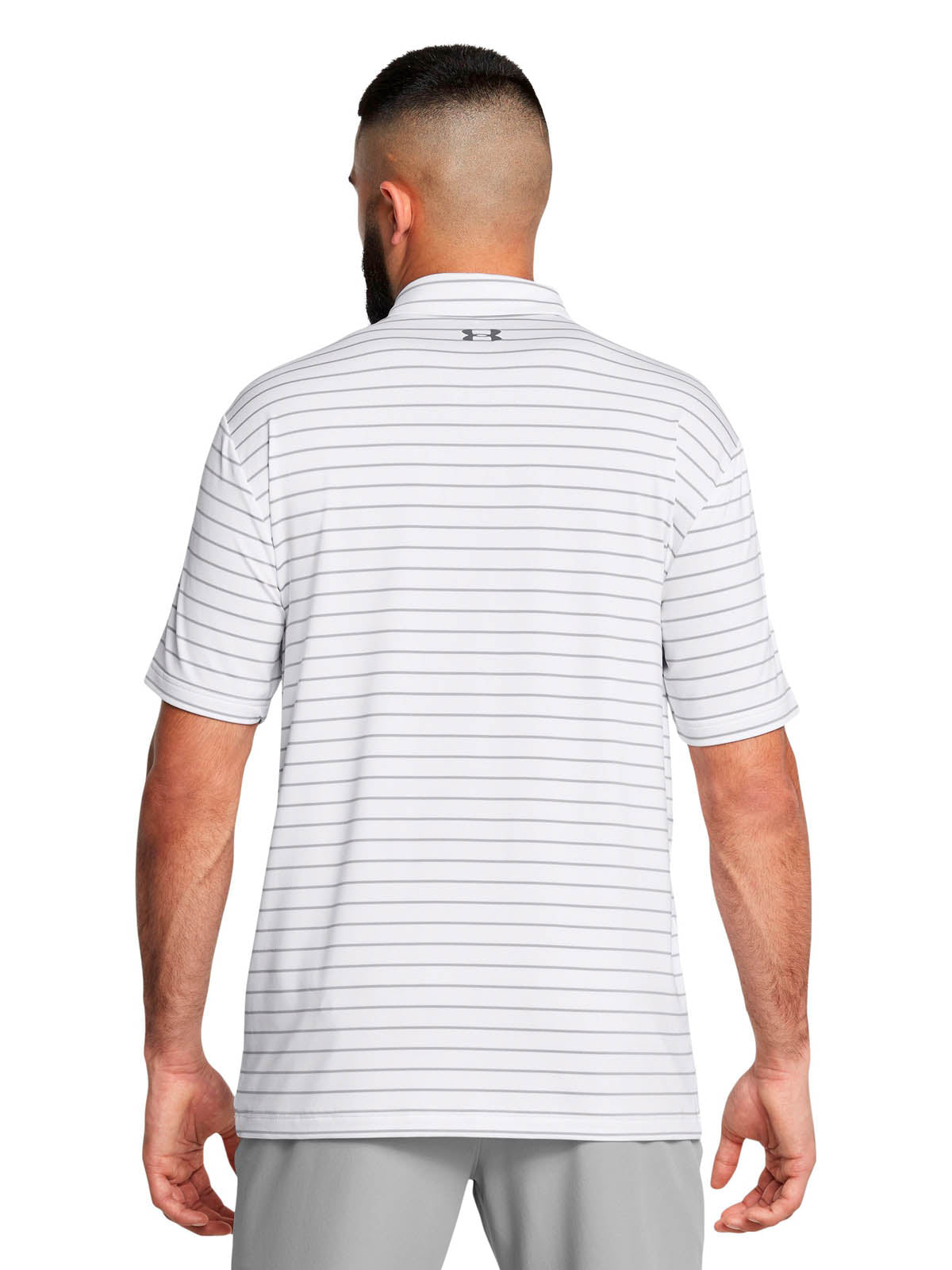 Polera manga corta Golf para hombre Playoff Core Stripe blanco Under Armour
