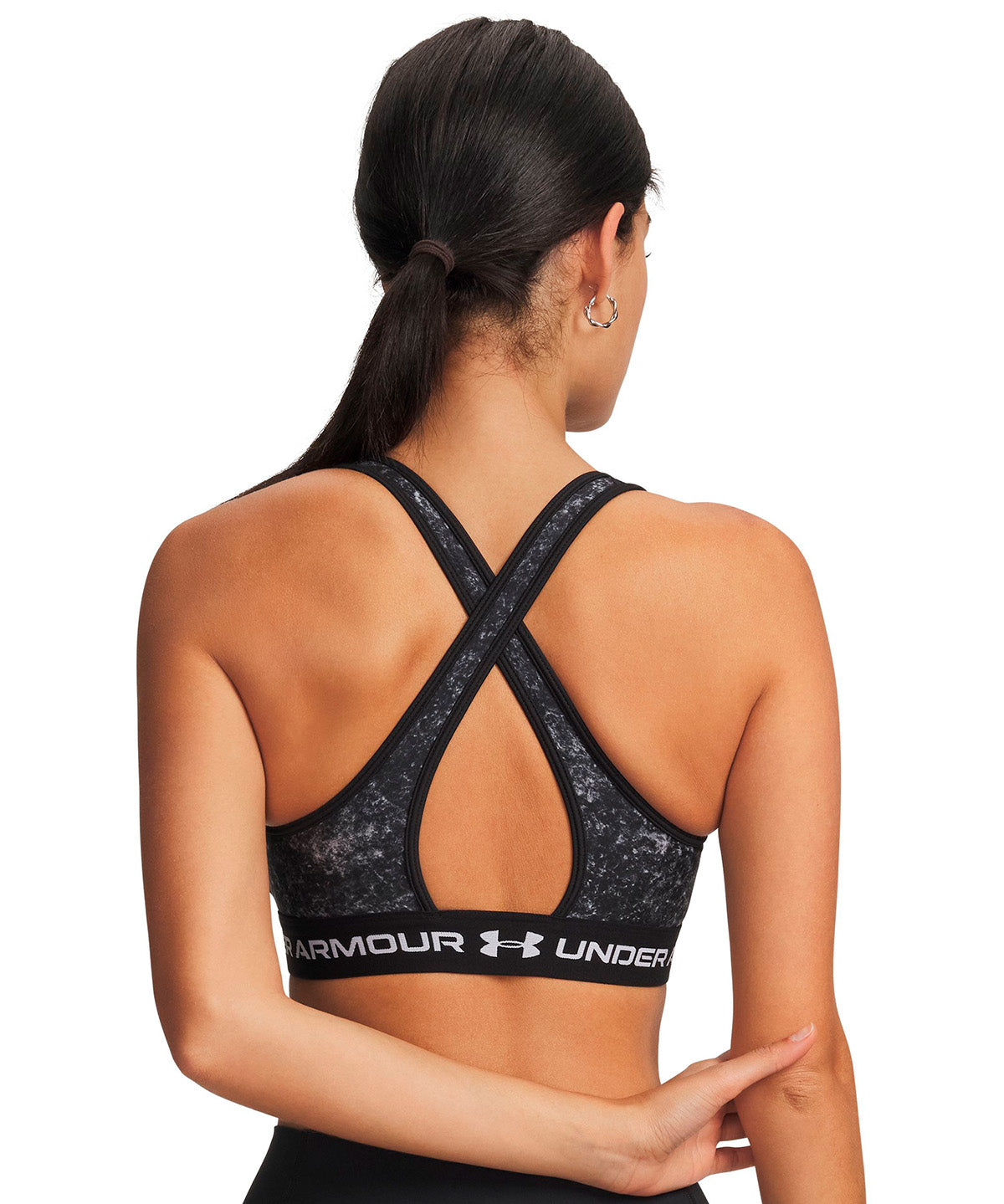 UA Armour Mid Crossback Printed negro para mujer