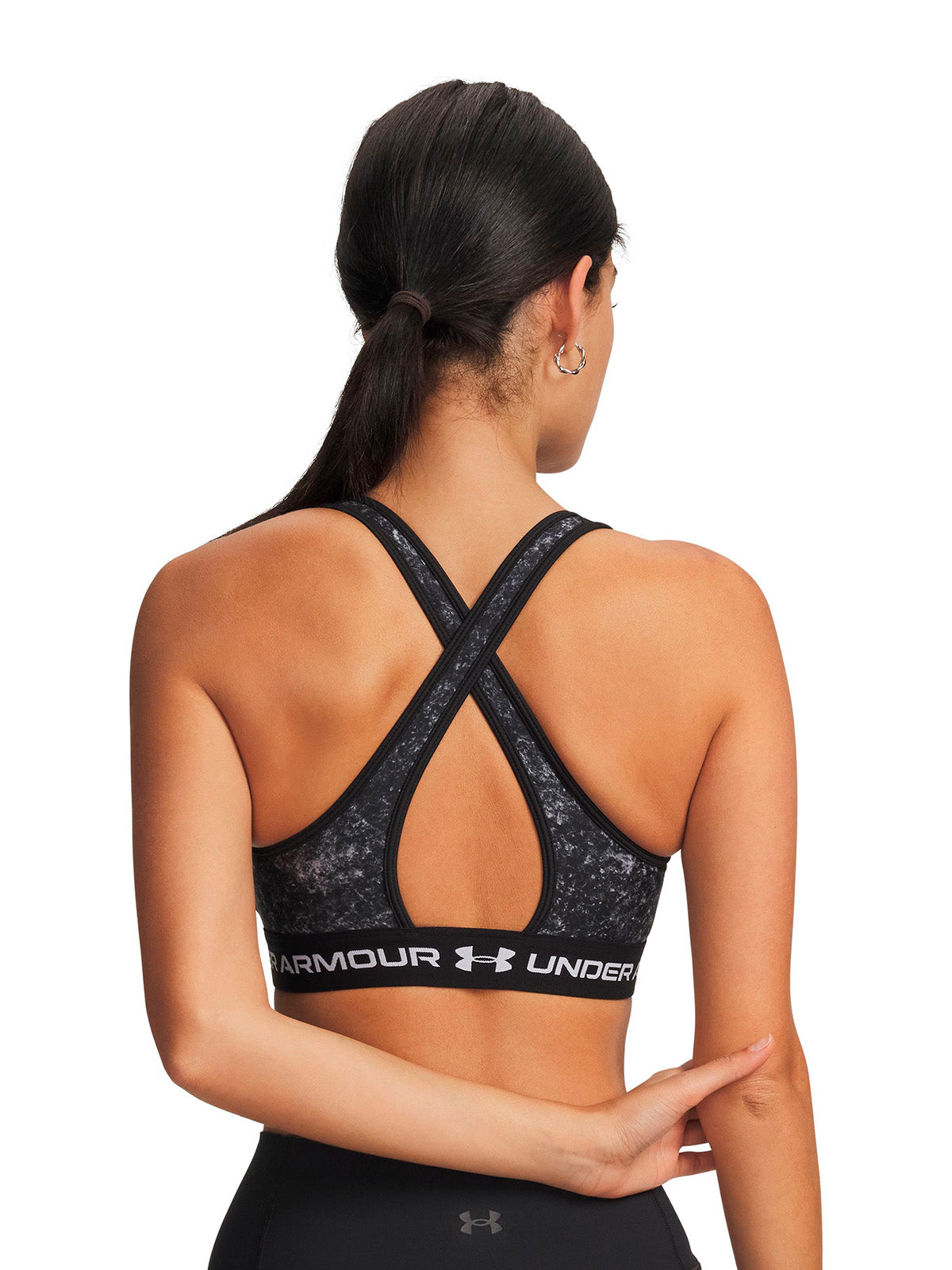 UA Armour Mid Crossback Printed negro para mujer