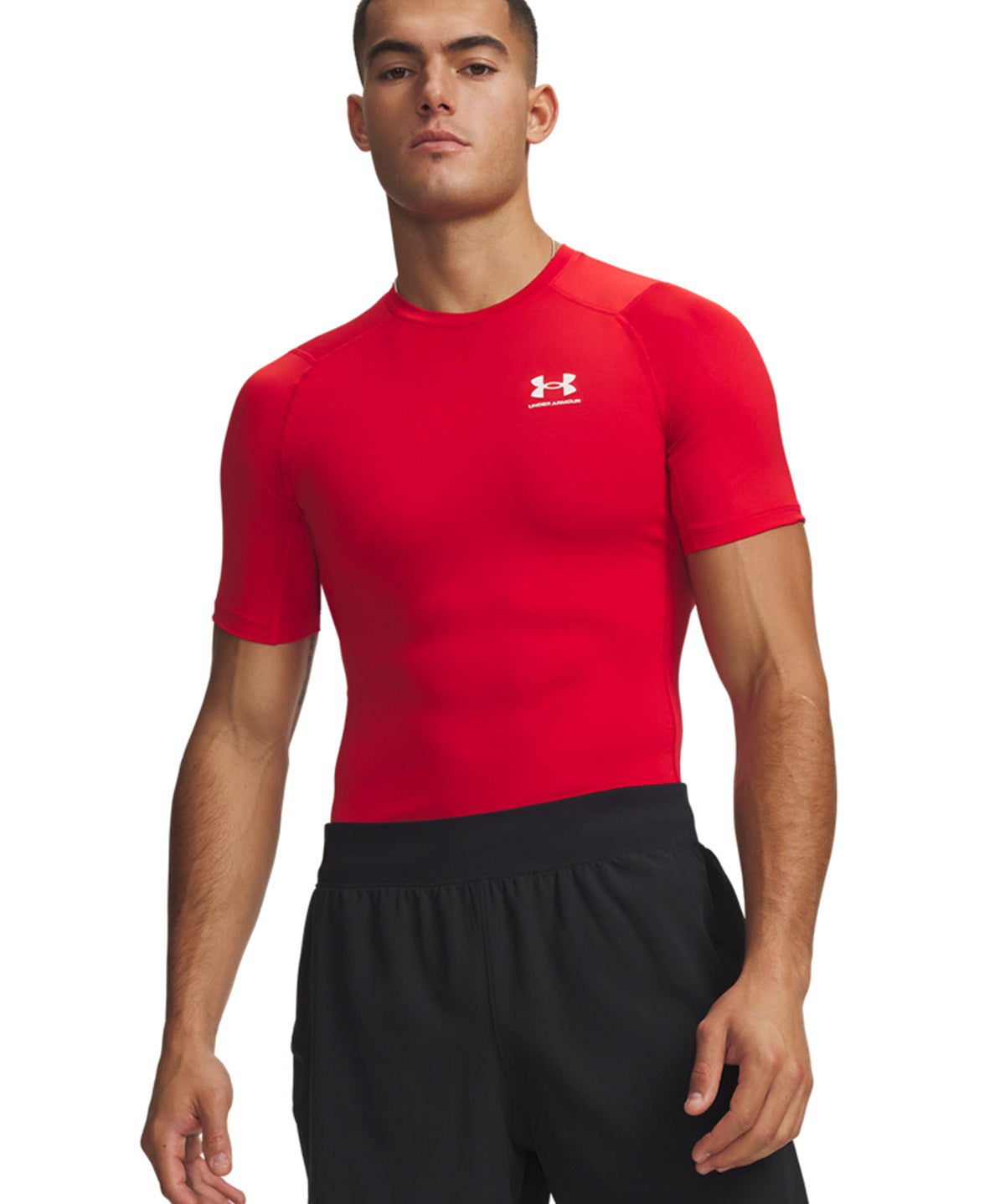Primera capa superior HeatGear Armour Compression Manga Corta Hombre Rojo