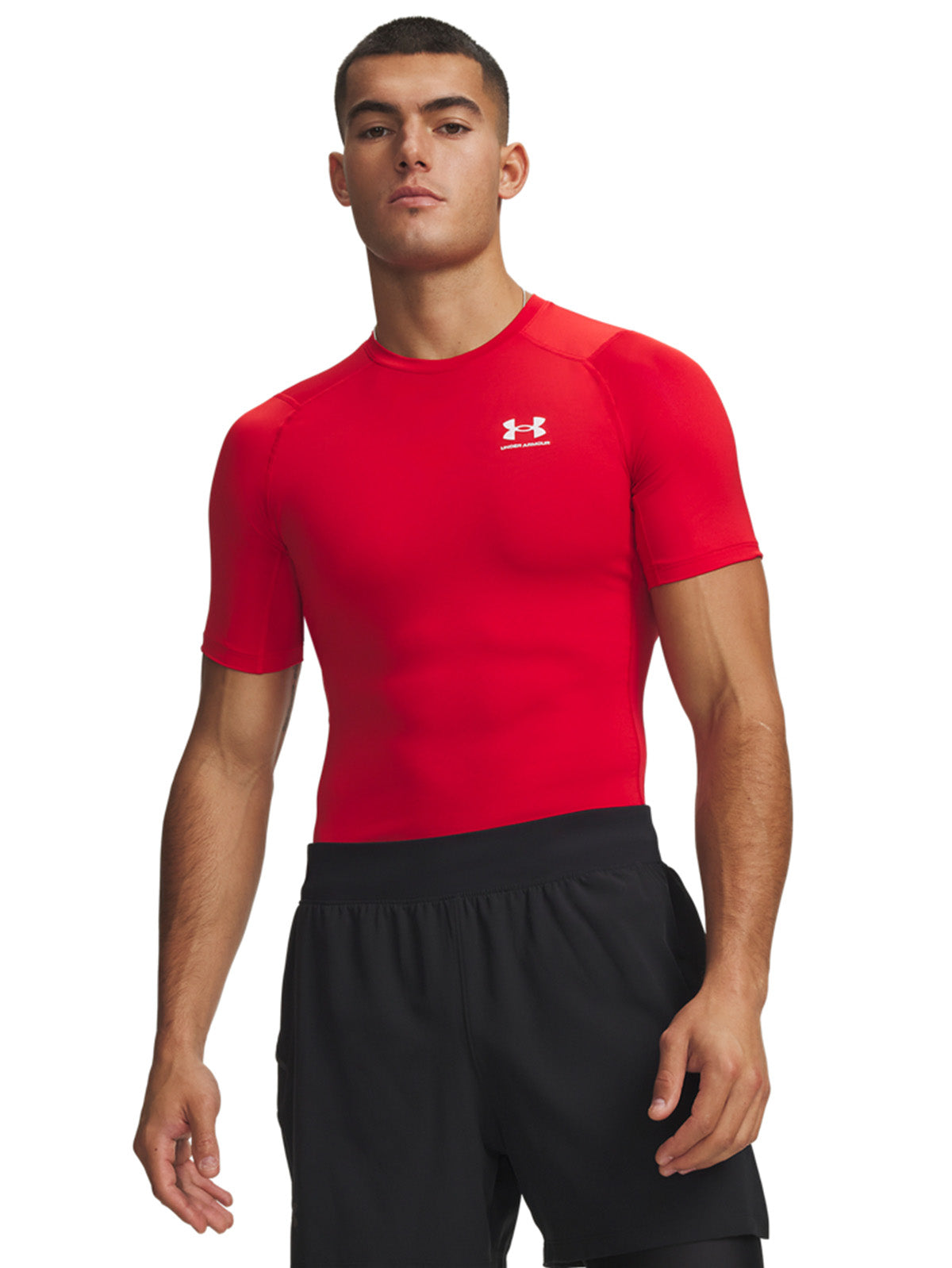 Primera capa superior HeatGear Armour Compression Manga Corta Hombre Rojo