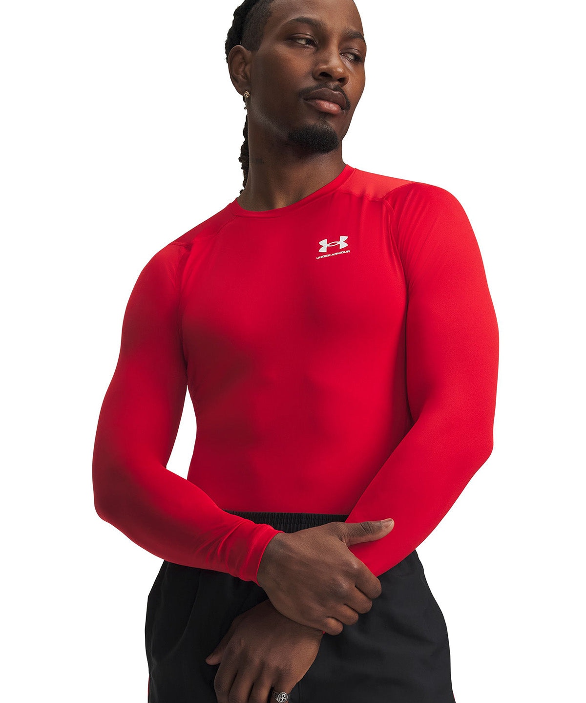 Primera capa superior HeatGear Armour Compression Manga Larga Hombre Rojo