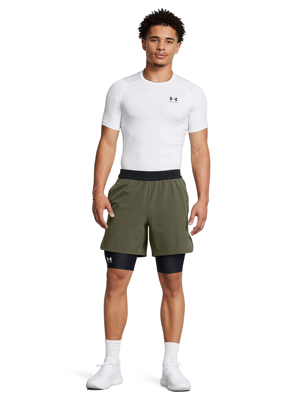 UA HeatGear Pocket Long Shorts negros para hombre
