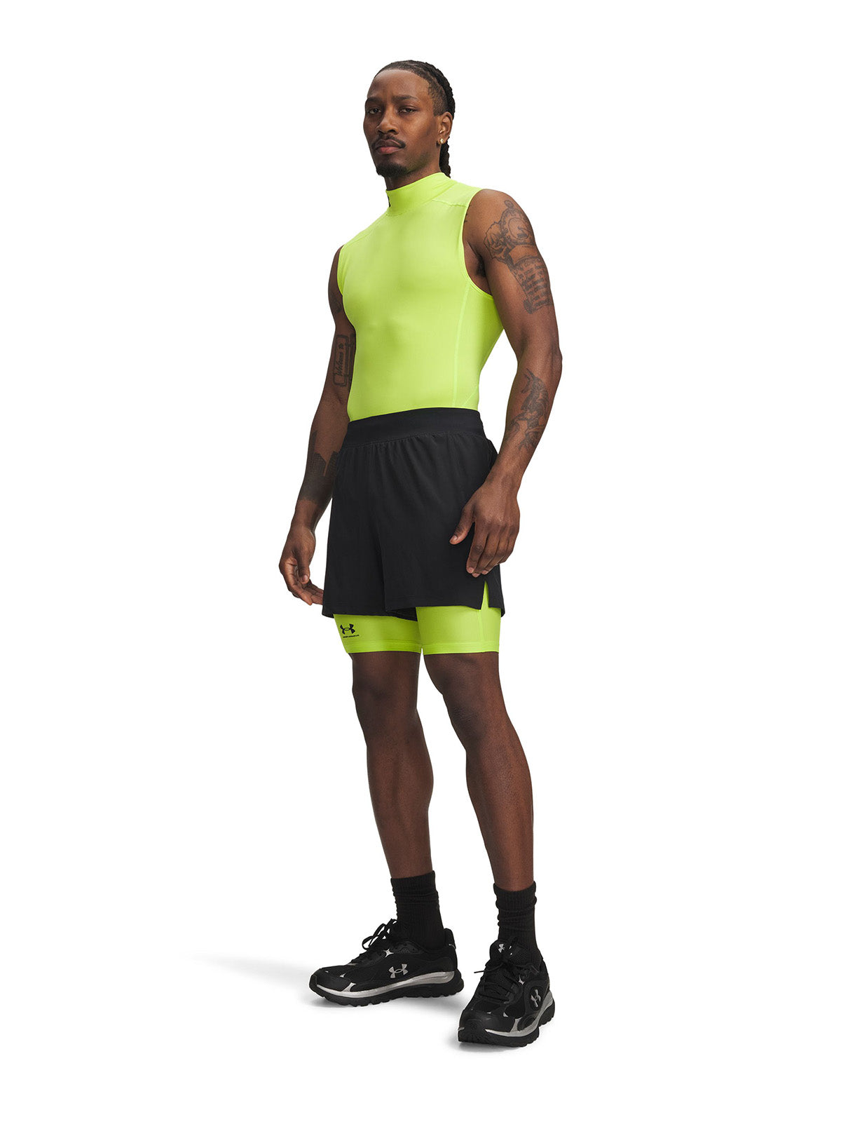 Calza UA HeatGear Armour Pocket Long Short verde para hombre