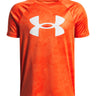 Polera manga corta de entrenamiento para niño Tech Big Logo Printed Naranja Under Armour