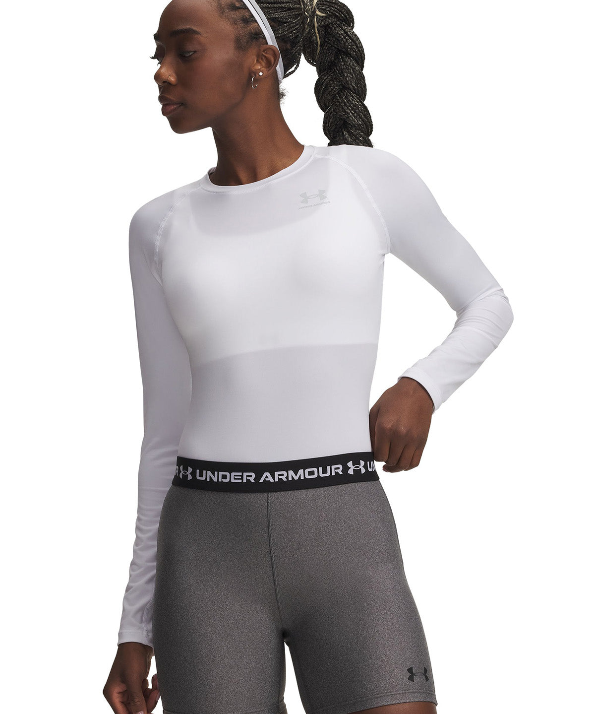 UA HeatGear Compression Primera Capa Superior blanco para mujer