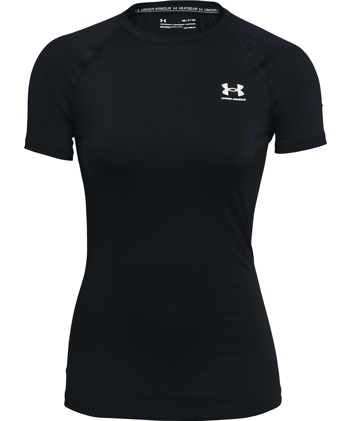 UA HeatGear Compression Primera Capa Superior Manga Corta negro para mujer