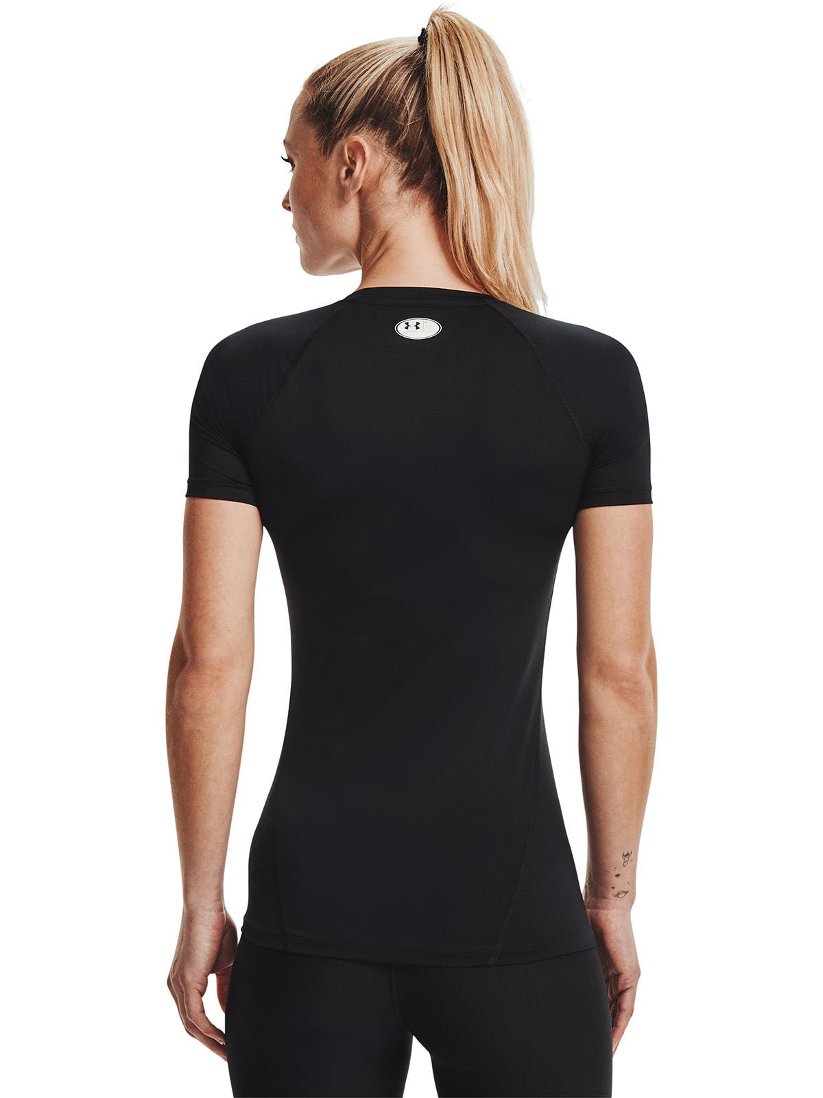 UA HeatGear Compression Primera Capa Superior Manga Corta negro para mujer