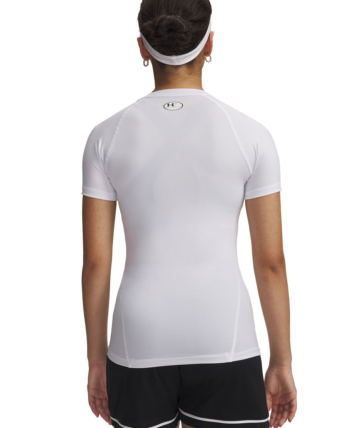UA HeatGear Compression Primera Capa Superior Manga Corta blanco para mujer