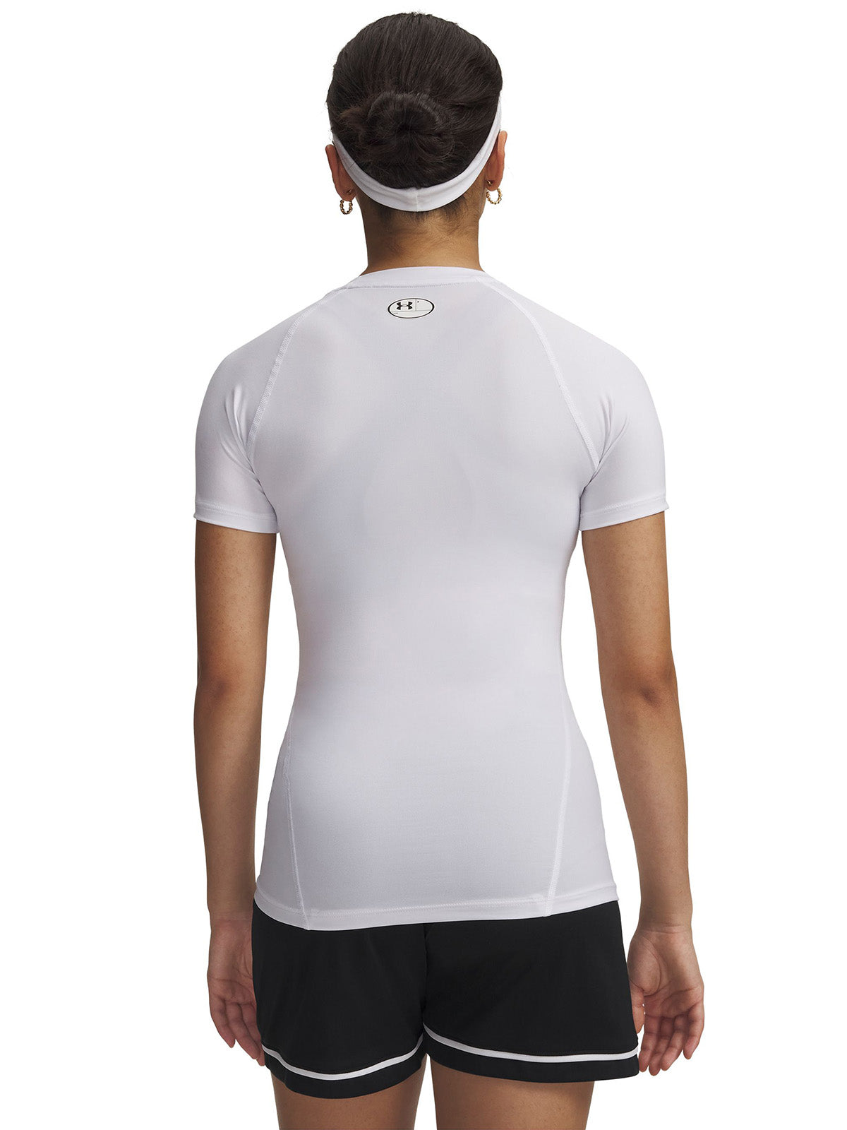 UA HeatGear Compression Primera Capa Superior Manga Corta blanco para mujer