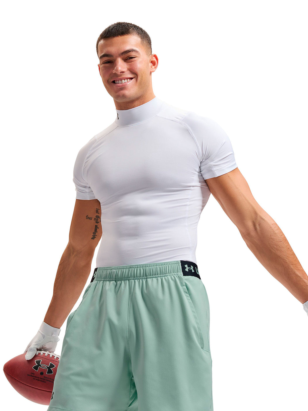 Primera capa superior UA HeatGear Mock blanco para hombre