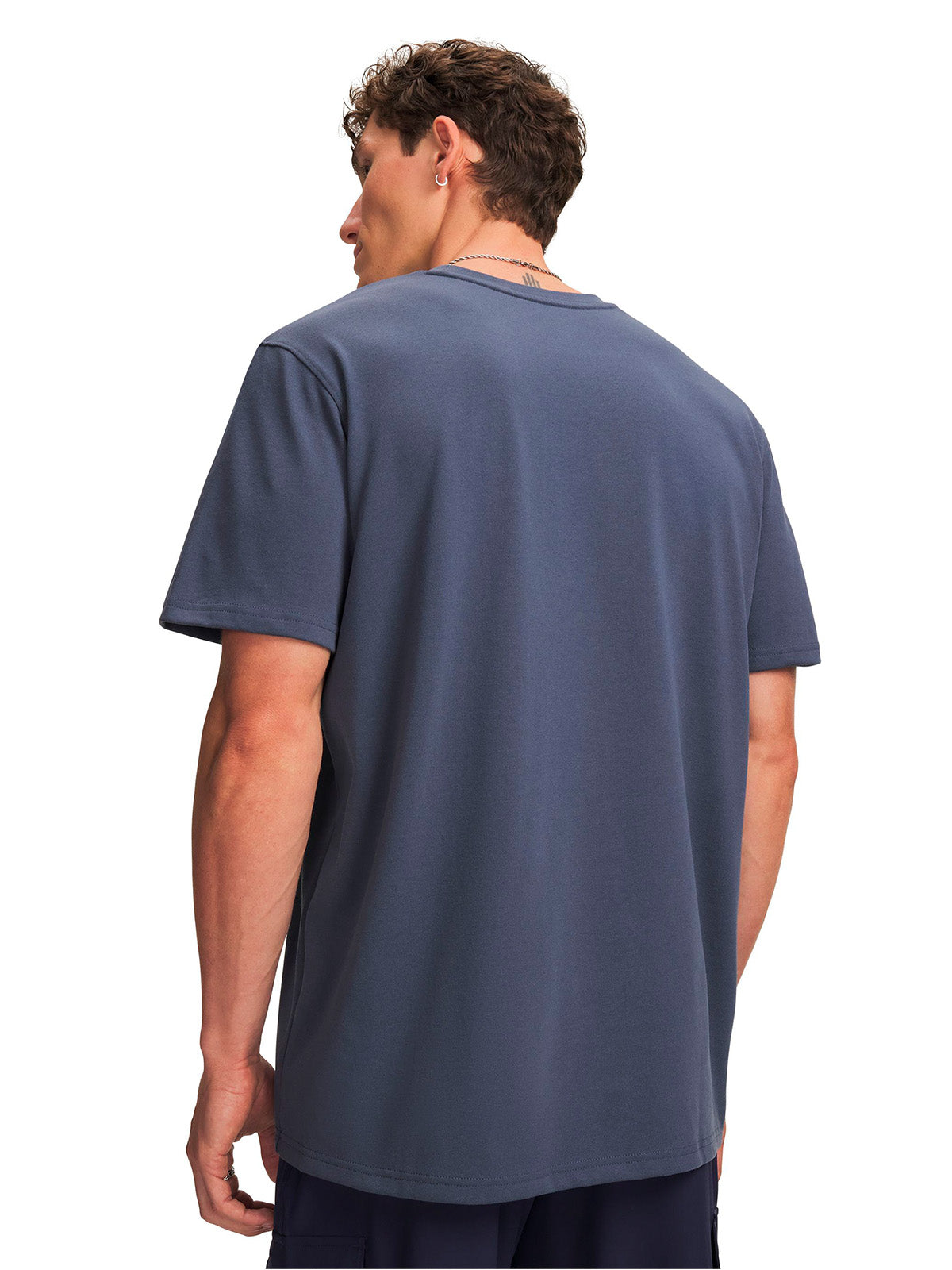 Polera manga corta UA Logo Embroidered Heavyweight gris para hombre