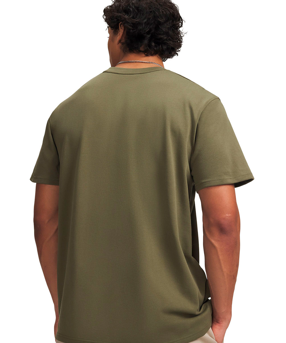 Polera manga corta UA Logo Embroidered Heavyweight verde para hombre