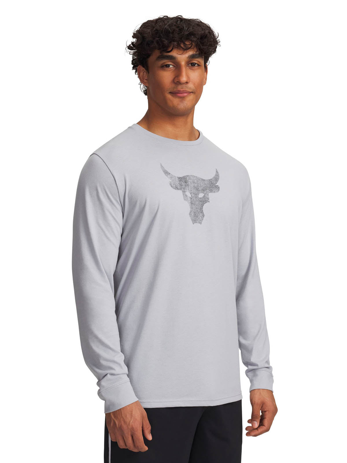 Polera manga larga de entrenamiento para hombre Project Rock Brahma Bull gris Under Armour