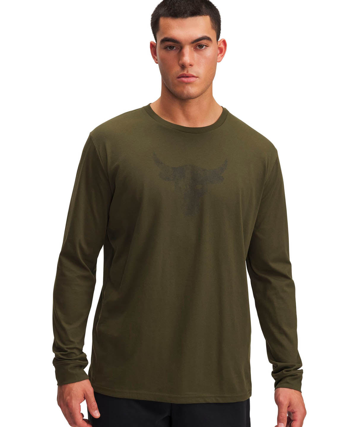 Polera manga larga de entrenamiento para hombre Project Rock Brahma Bull verde Under Armour