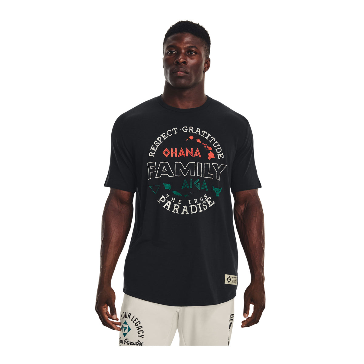 Polera manga corta UA Project Rock Family para hombre
