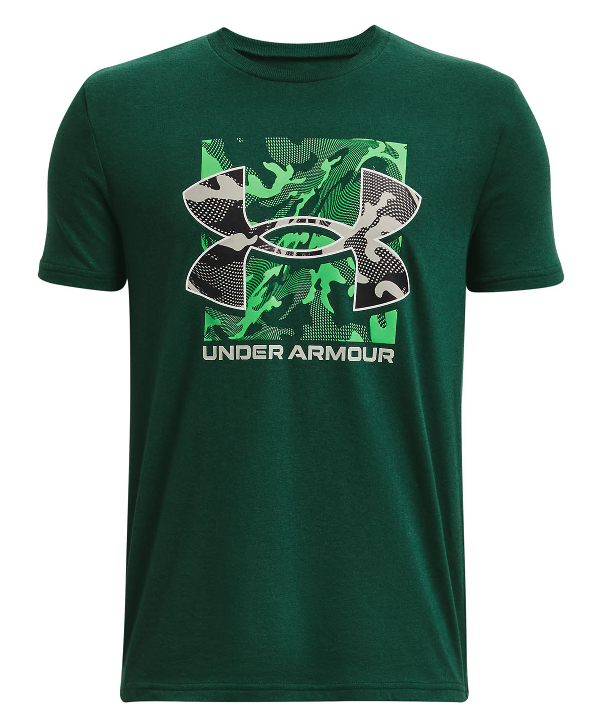 Polera manga corta UA Box Logo Camo para niño