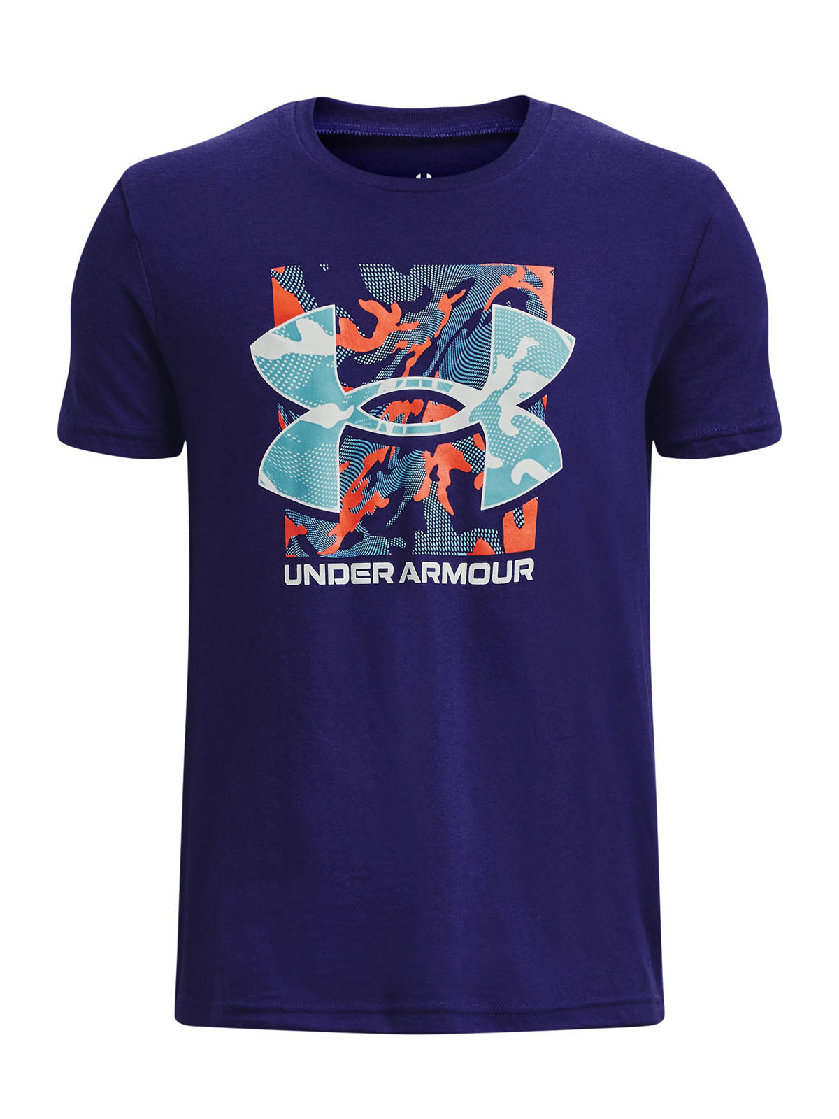 Polera manga corta UA Box Logo Camo para niño