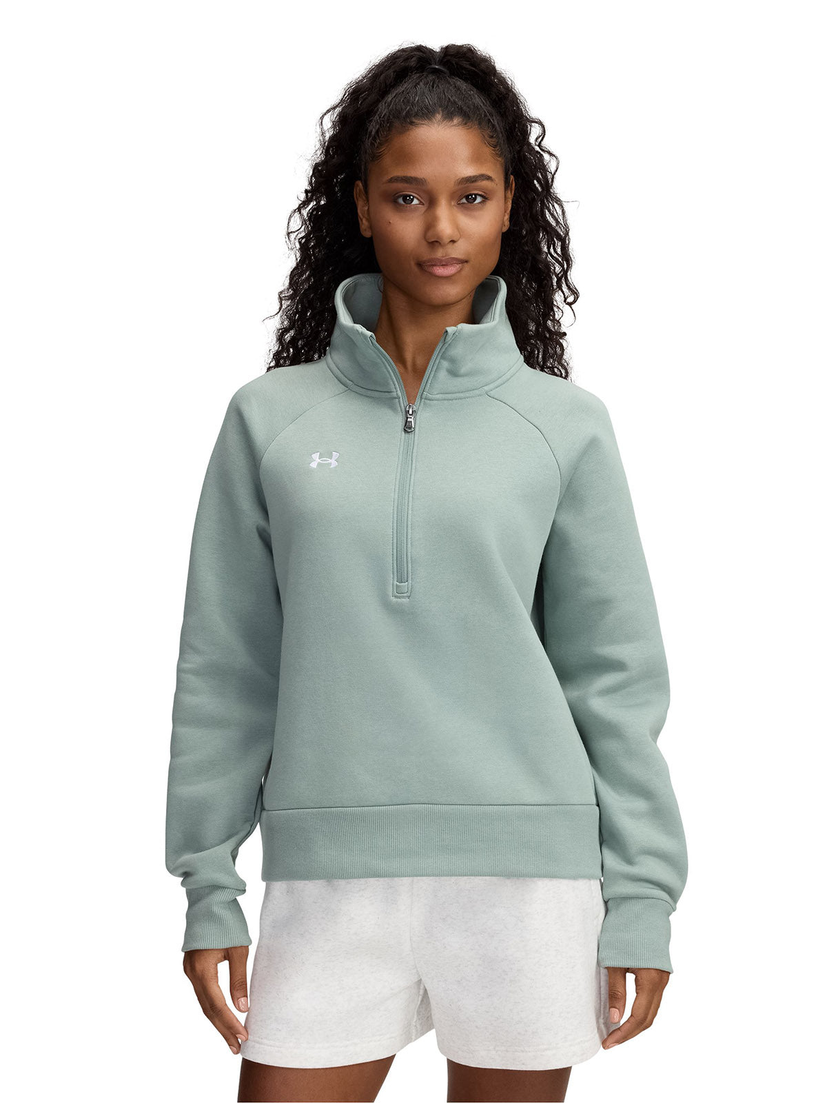 Polerón mujer Under Armour Rival fleece ½ cierre verde