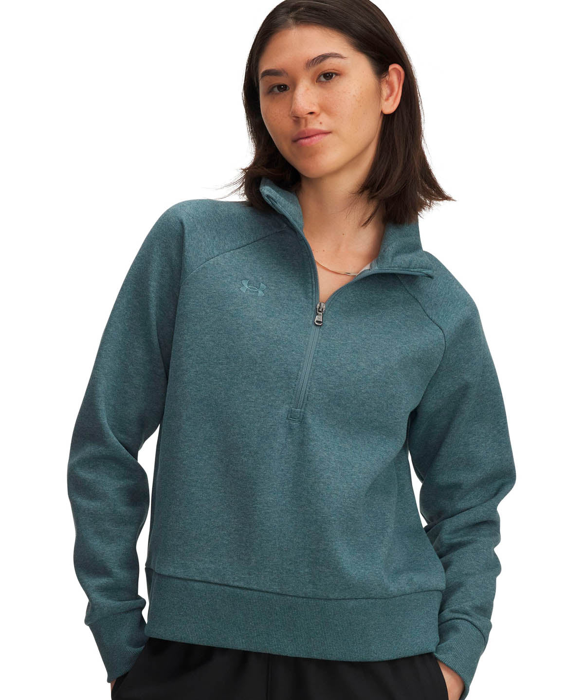 Poleron Lifestyle para mujer Rival Fleece ½ Zip azul Under Armour