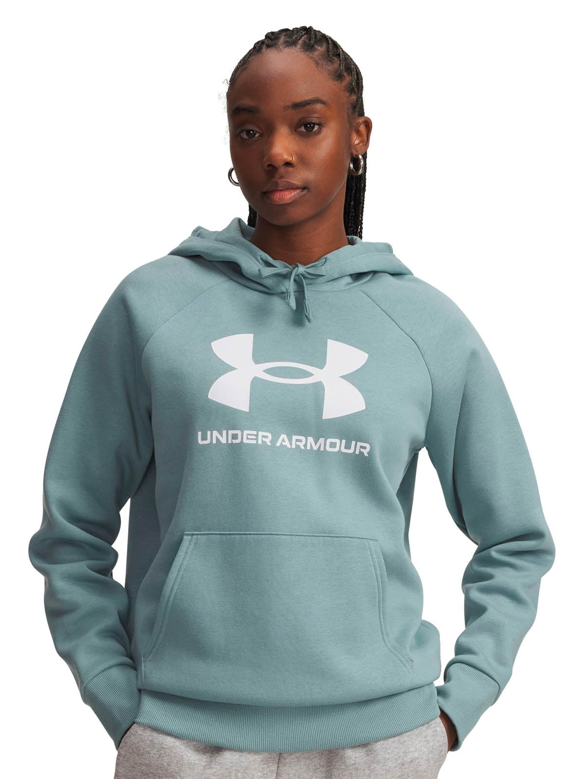 Polerón Lifestyle para mujer Rival Fleece Big Logo verde Under Armour