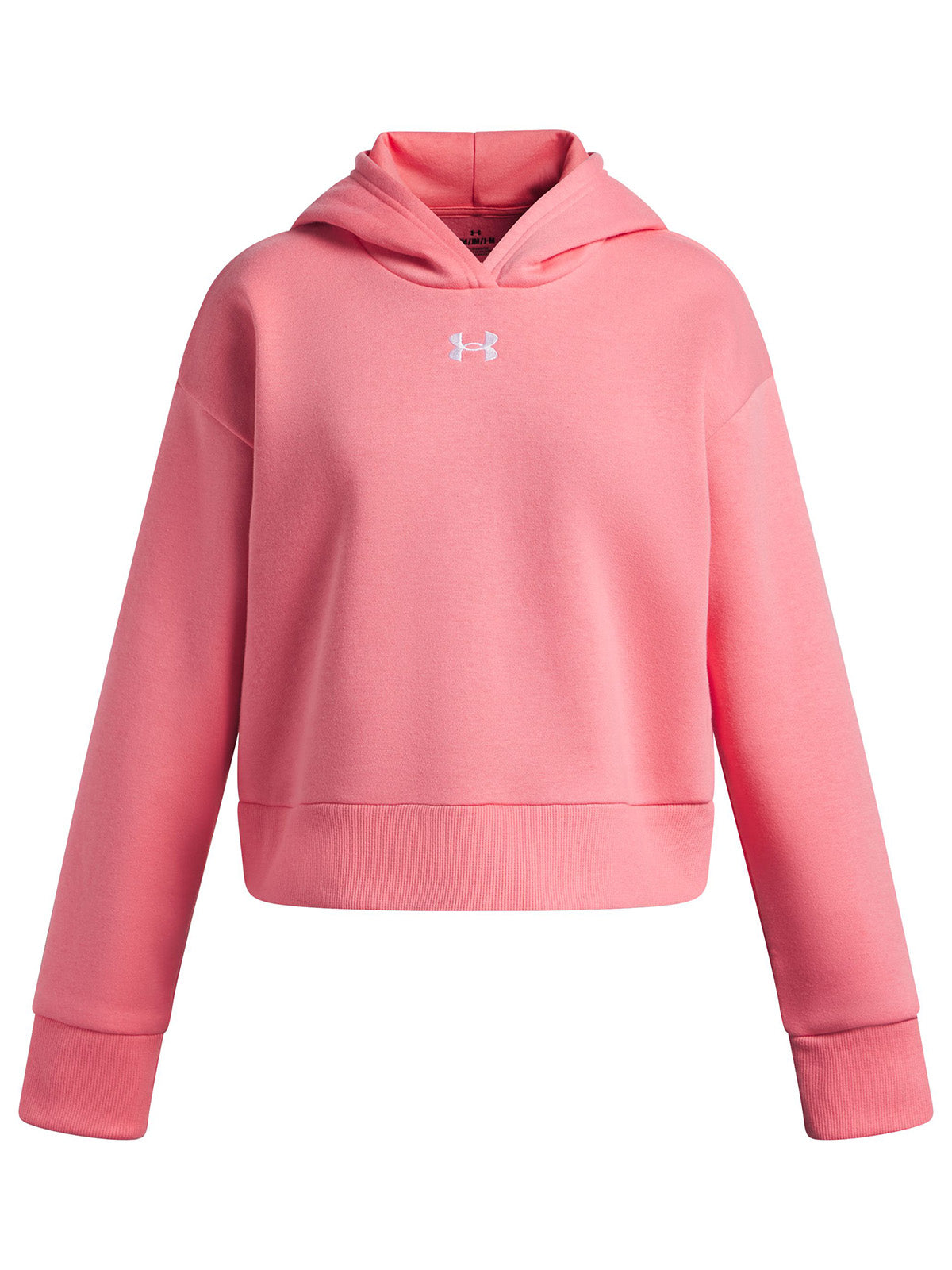 UA Rival Fleece Crop Poleron rosado para niña