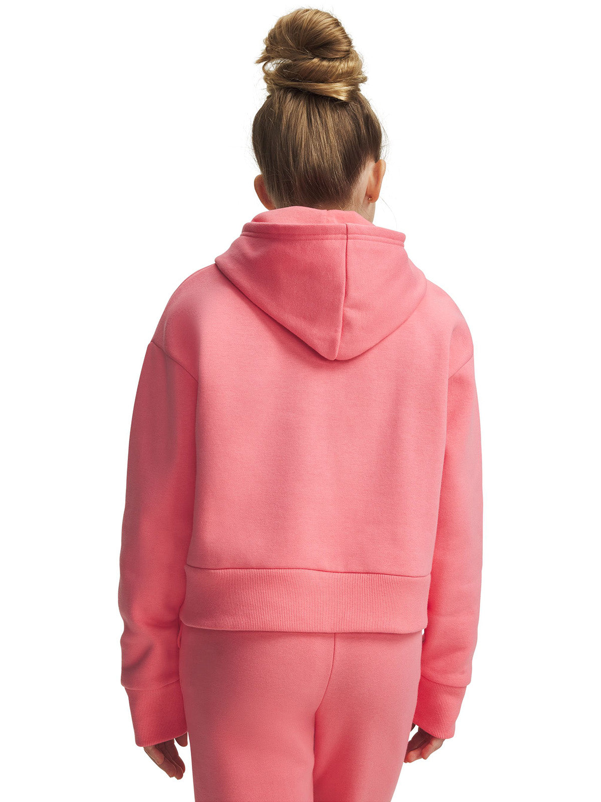 UA Rival Fleece Crop Poleron rosado para niña