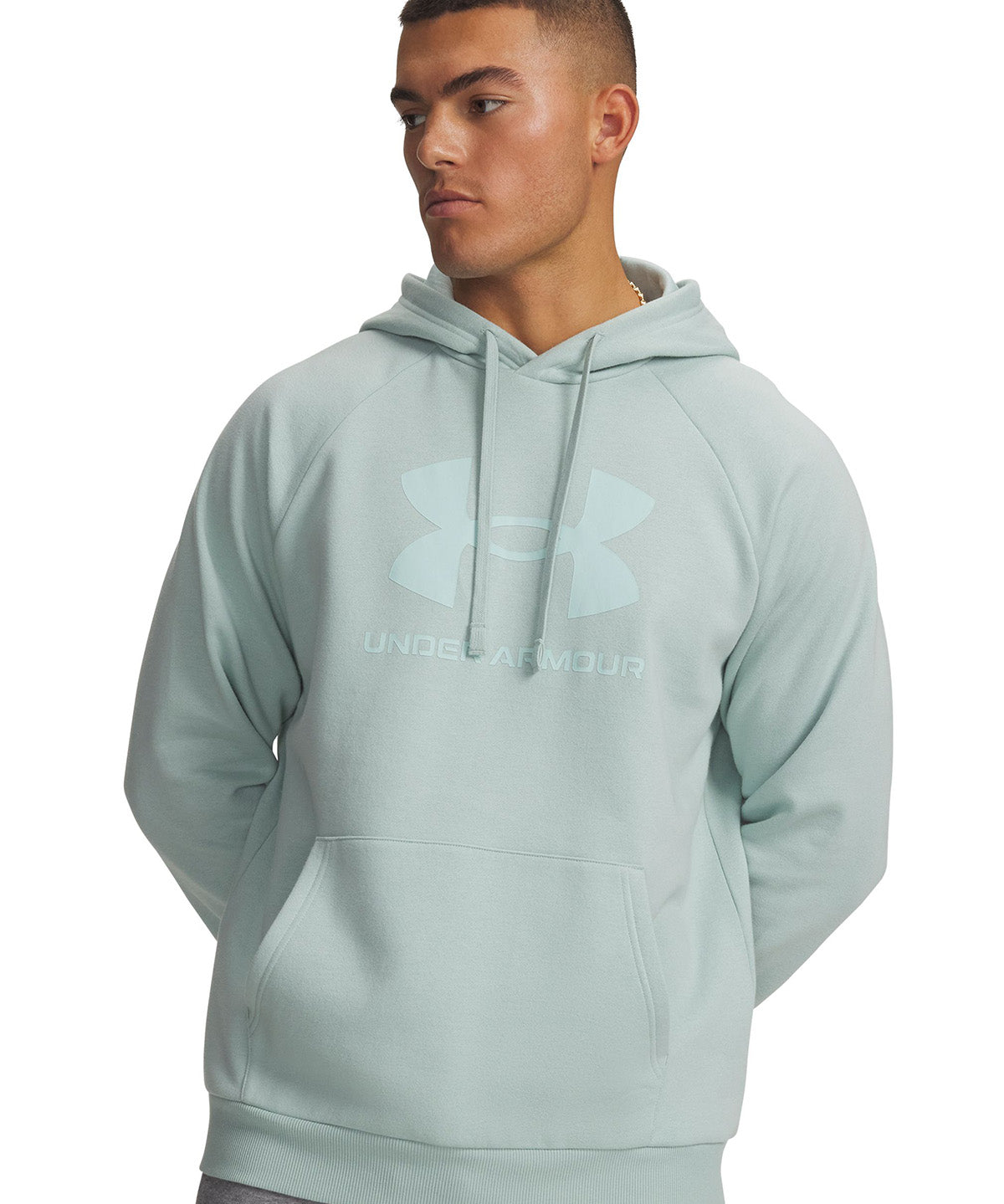 UA Rival Fleece Logo Poleron azul para hombre