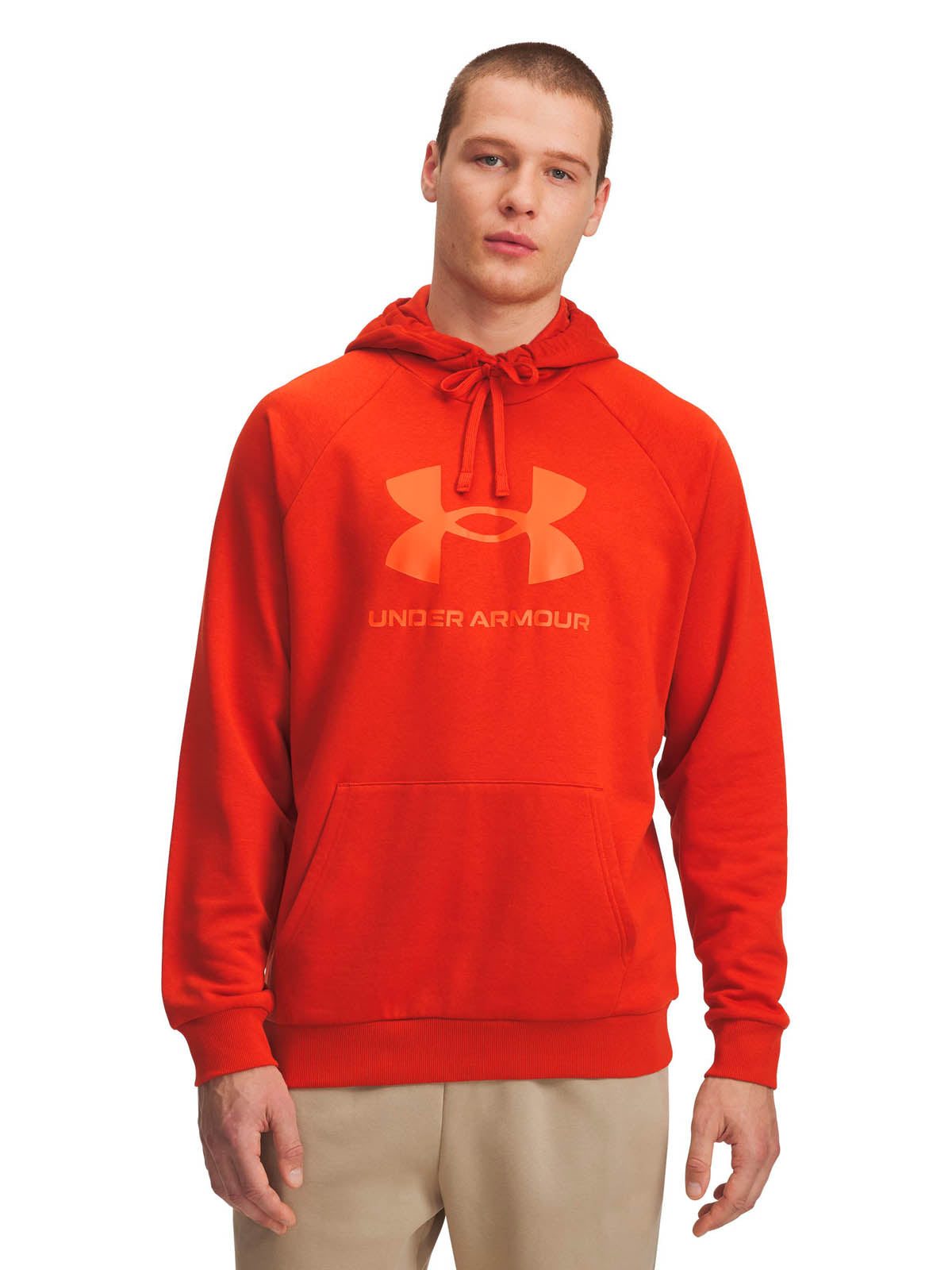 Polerón Lifestyle para hombre Rival Fleece Logo naranjo Under Armour