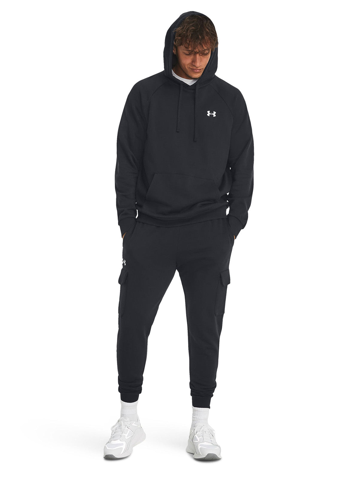 UA Rival Fleece Hoodie Poleron negro para hombre