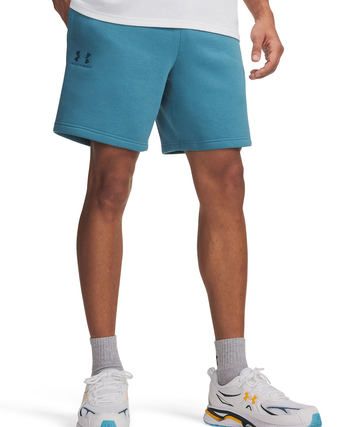 UA Icon Fleece Crew Short azul para hombre