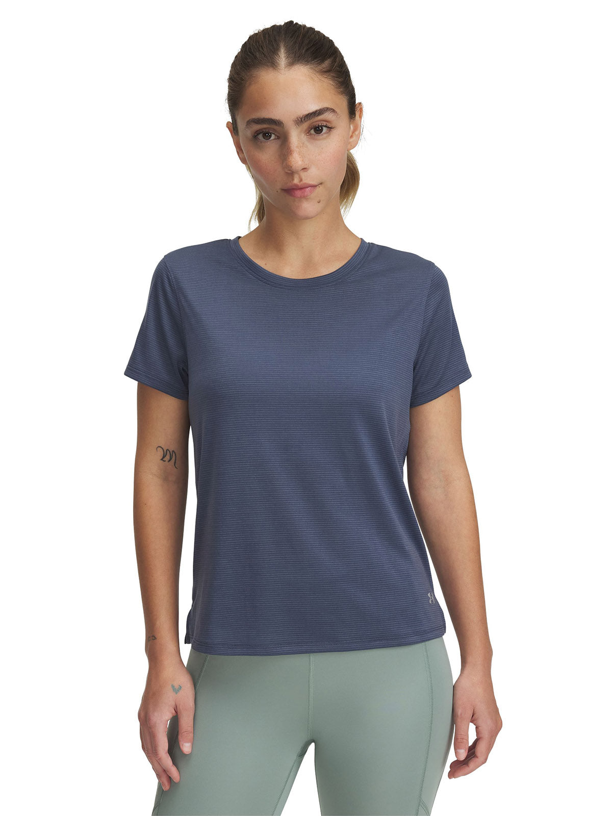 Polera manga corta Under Armour launch gris para mujer