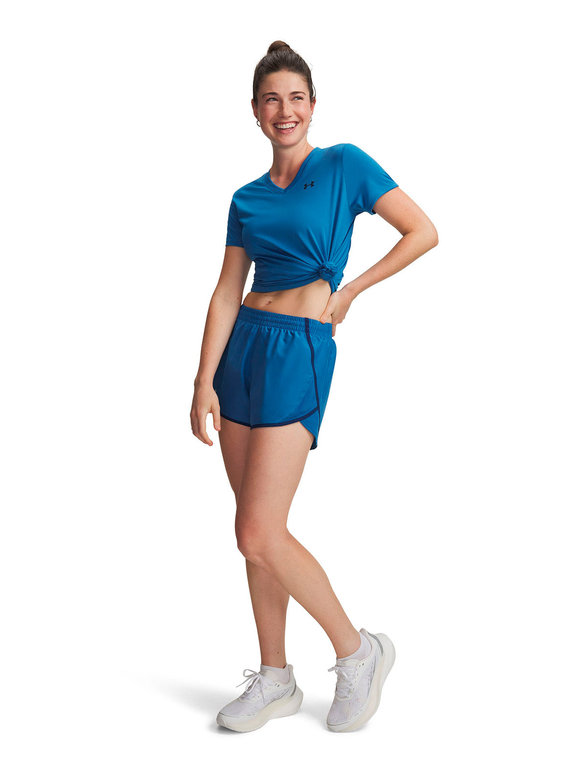 Short UA Fly-By 3" azul para mujer