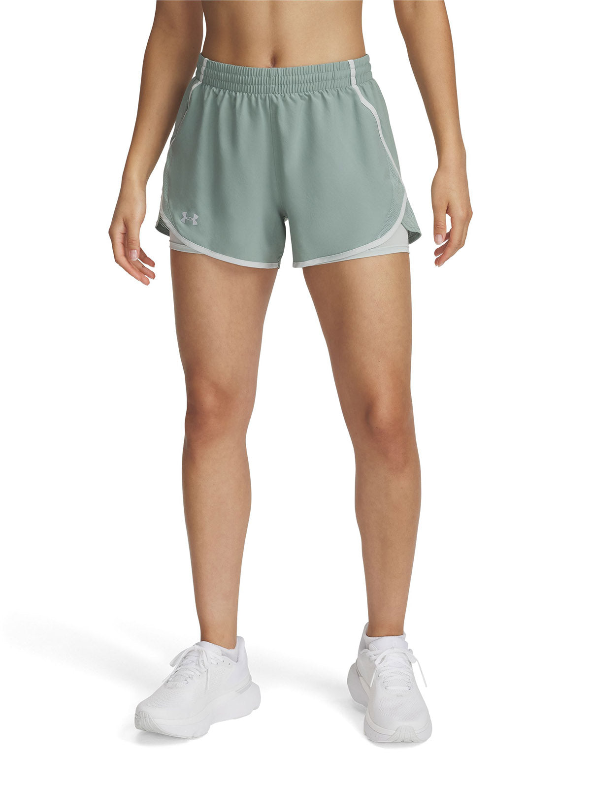 Shorts Under Armour fly-by 2-en-1 verde para mujer