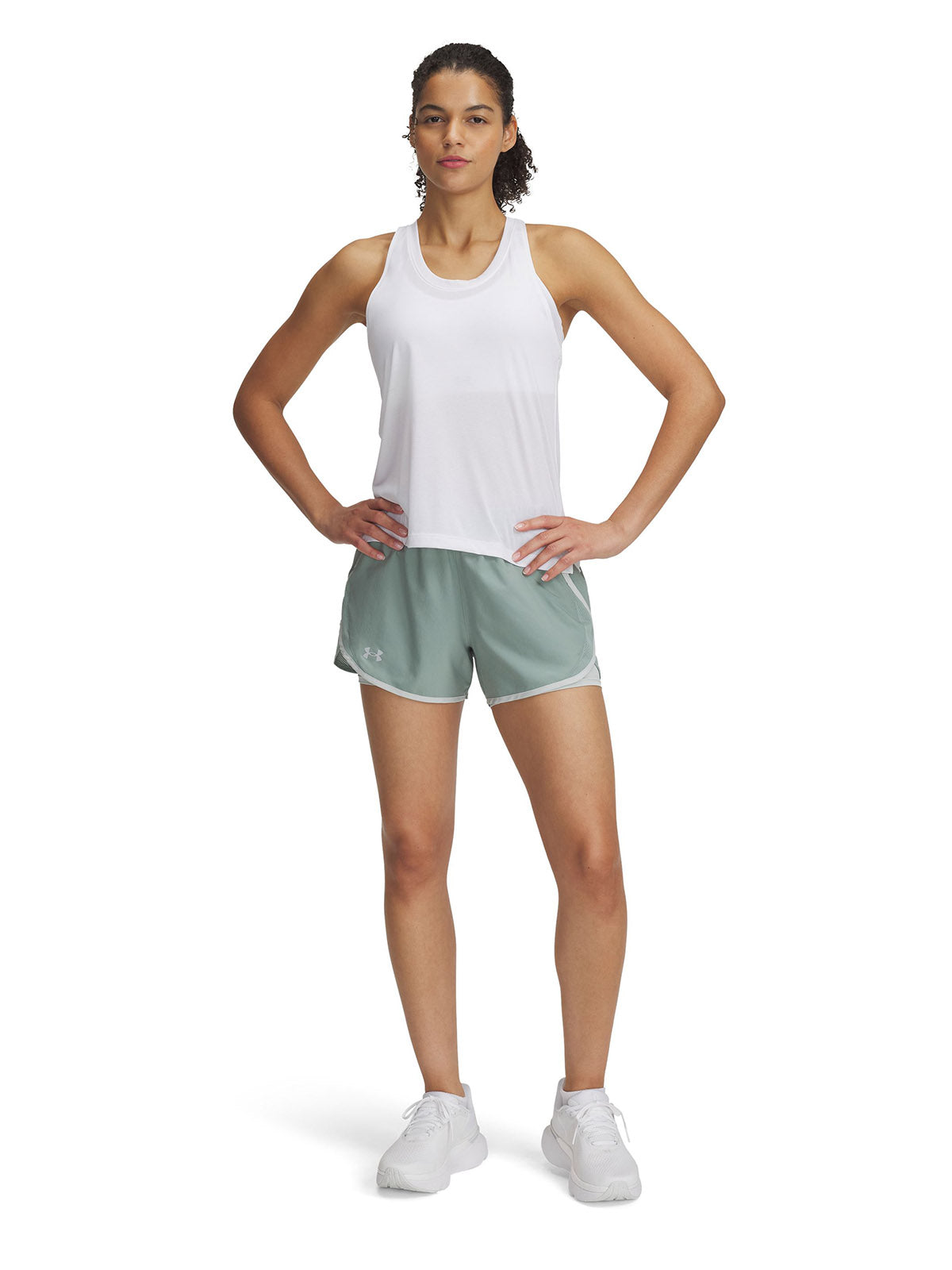 Shorts Under Armour fly-by 2-en-1 verde para mujer