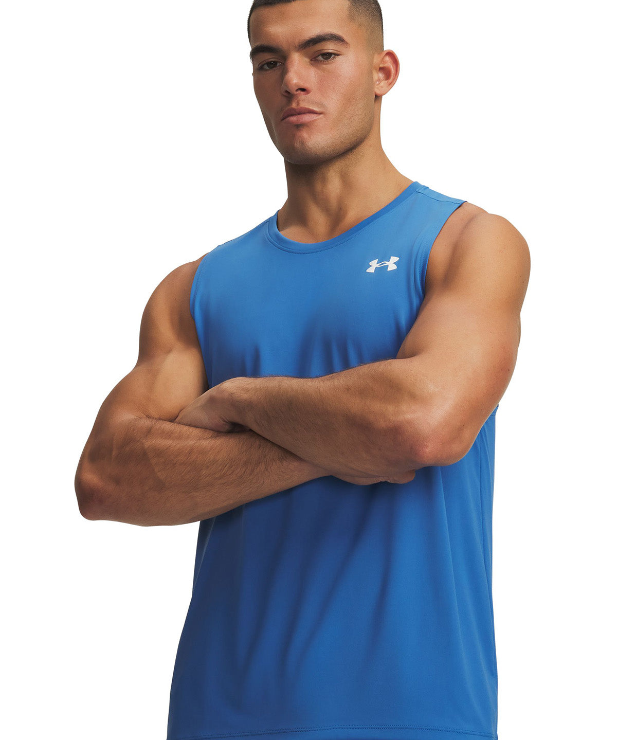 Polera sin manga UA Tech azul para hombre