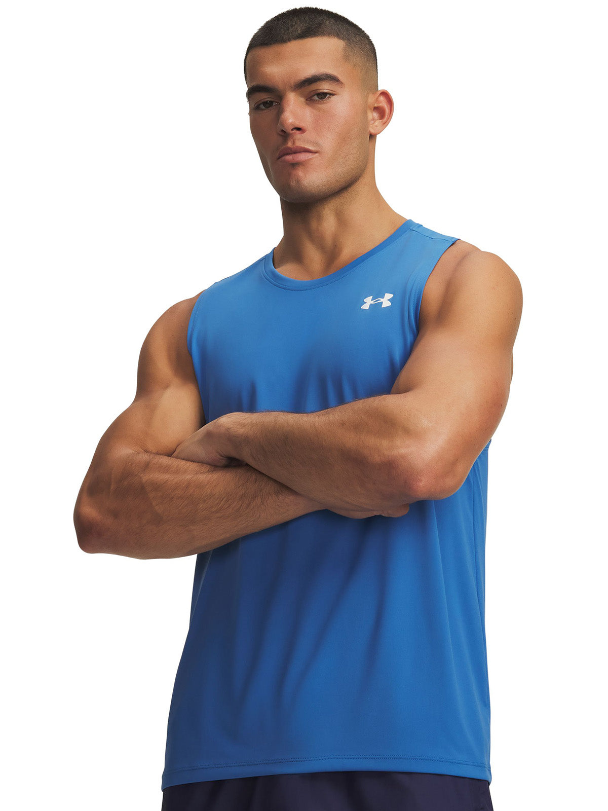 Polera sin manga UA Tech azul para hombre
