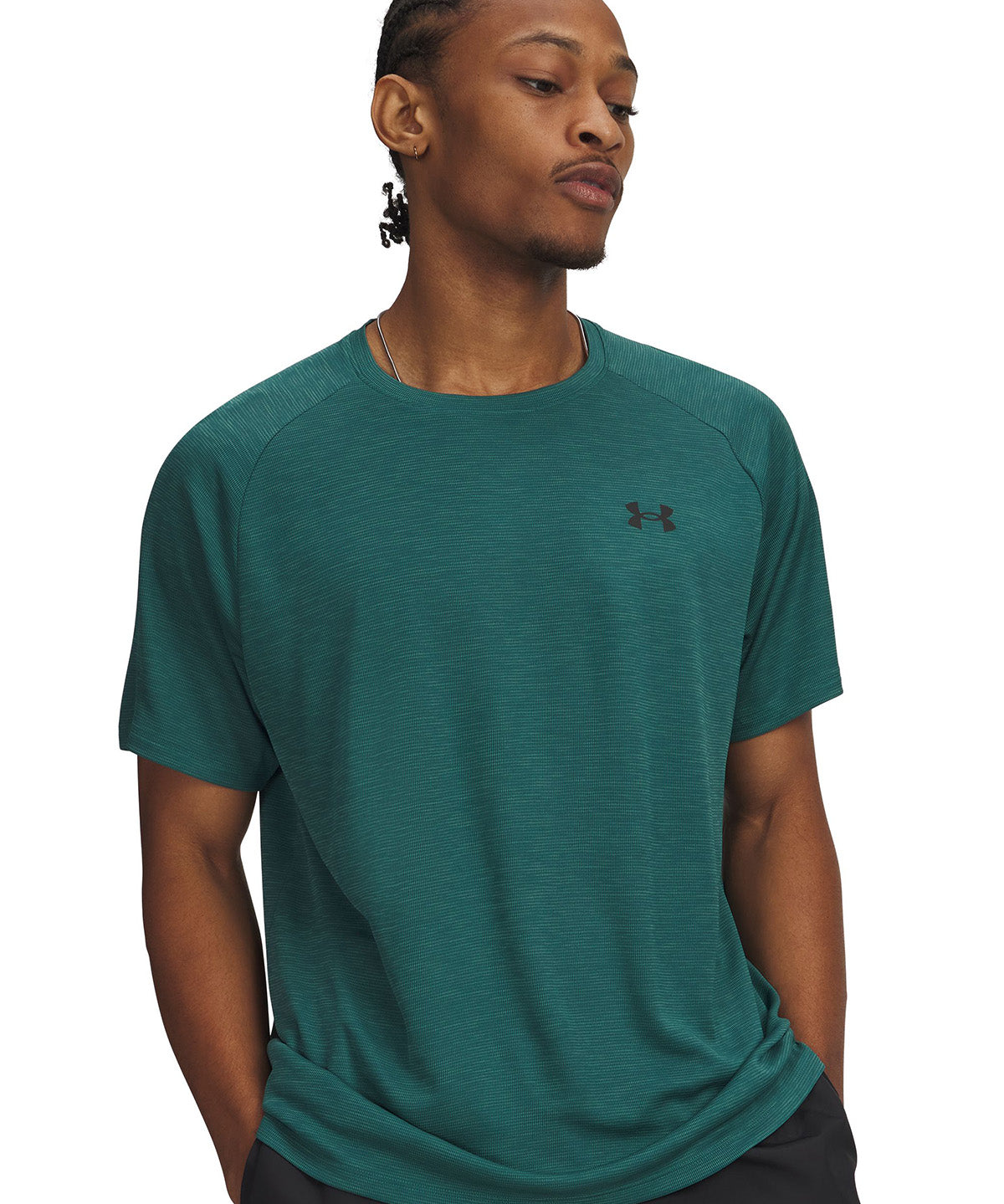 UA Tech Textured Polera Manga Corta verde para hombre