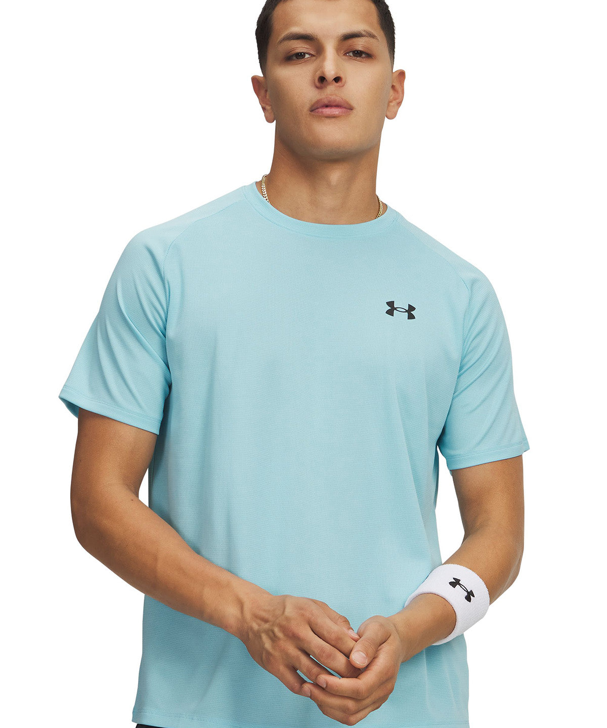 UA Tech Textured Polera Manga Corta azul para hombre