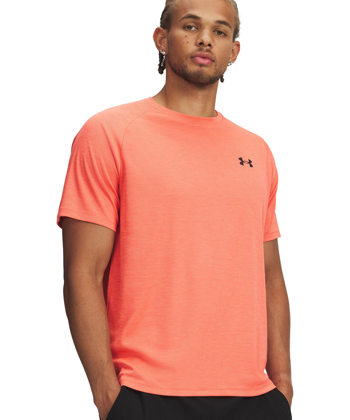 UA Tech Textured Polera Manga Corta rojo para hombre