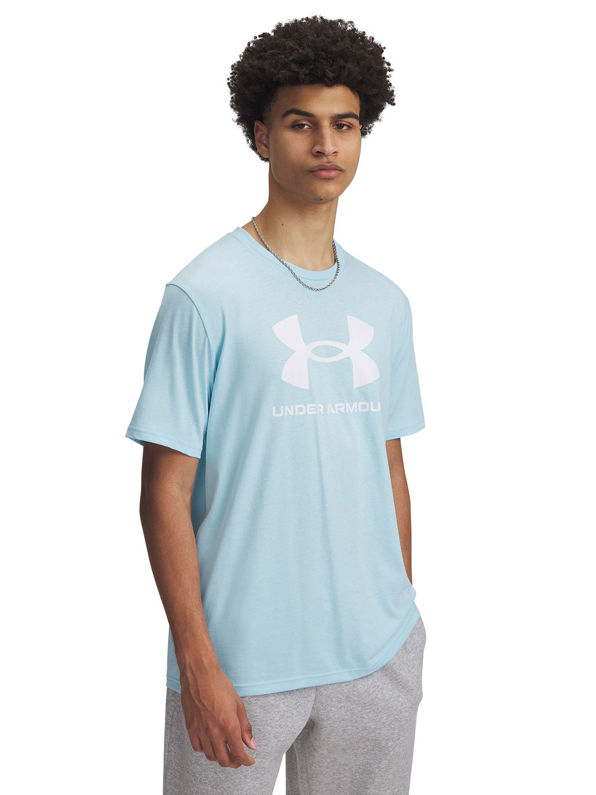 Polera manga corta Under Armour logo azul para hombre