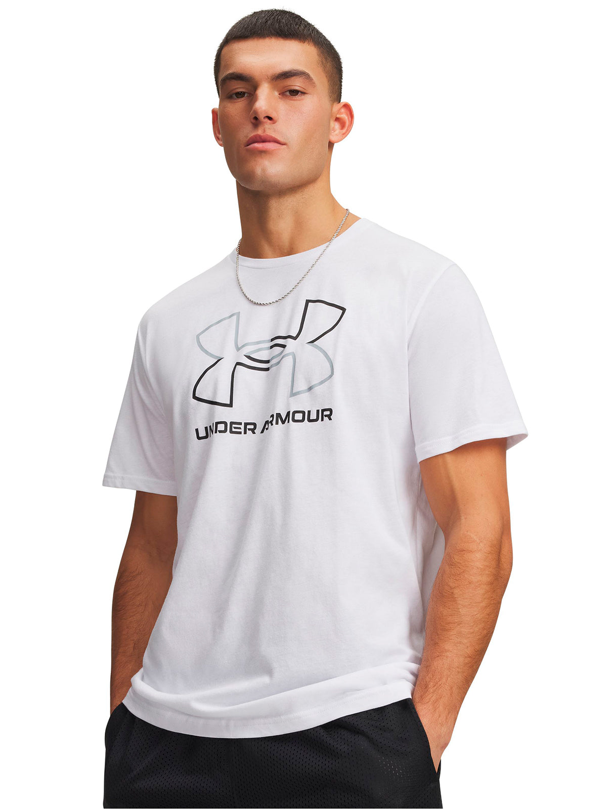 Polera manga corta UA Foundation blanco para hombre