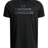 Polera manga corta de entrenamiento para niño Tech Split Wordmark negro Under Armour