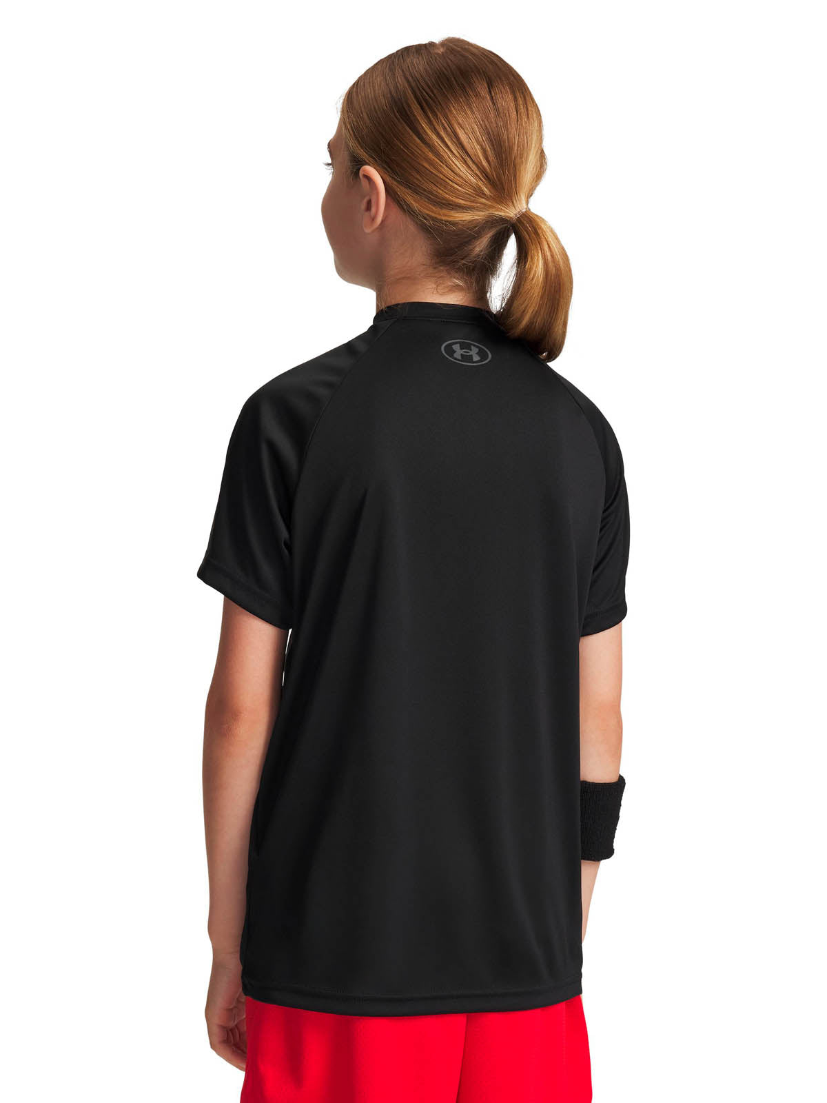 Polera manga corta de entrenamiento para niño Tech Split Wordmark negro Under Armour