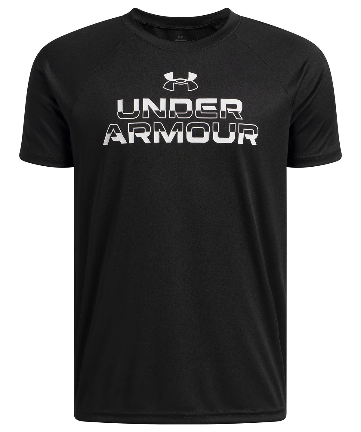 UA Tech Split Wordmark Polera Manga Corta negro para niño