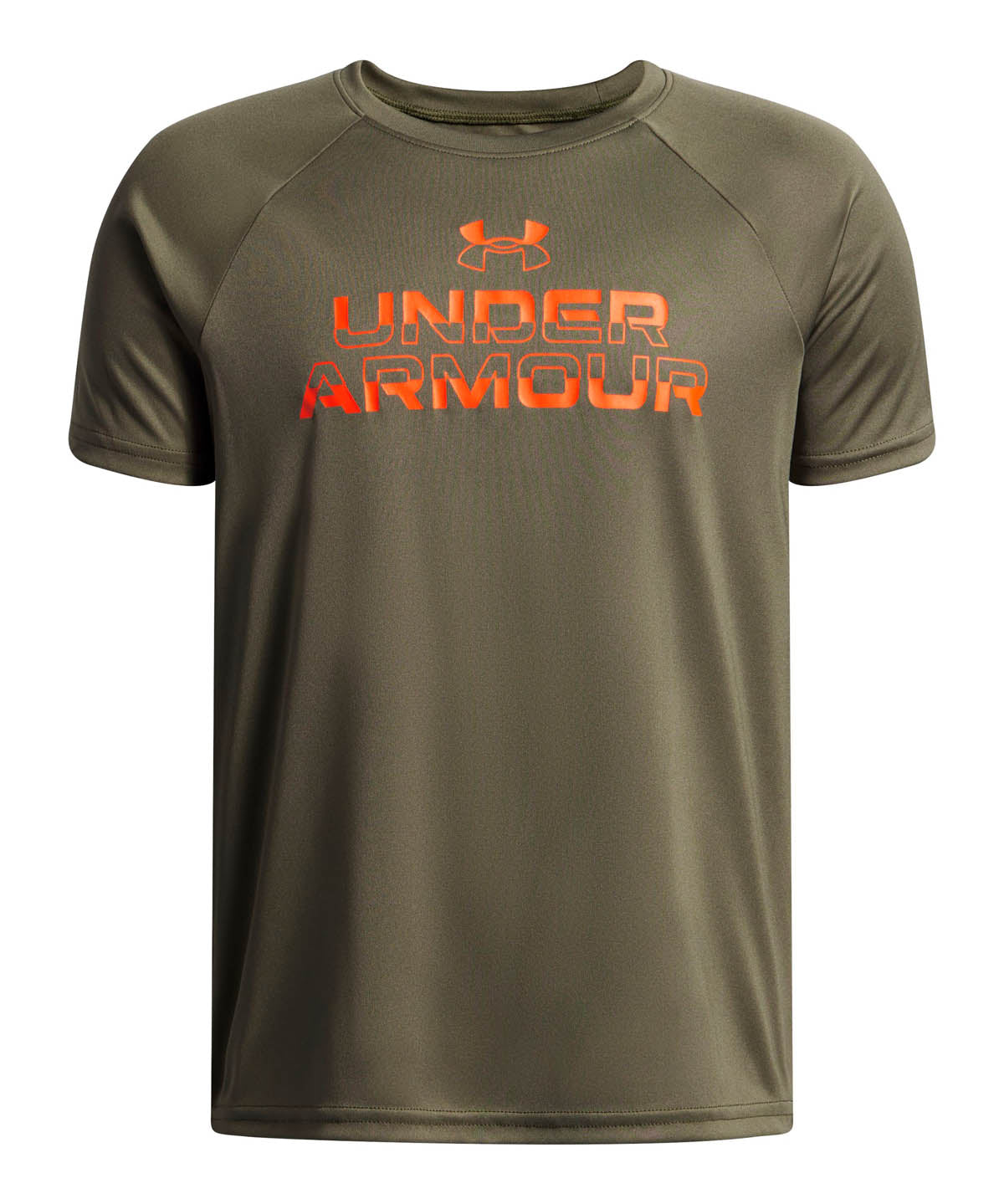 Polera manga corta de entrenamiento para niño Tech Split Wordmark verde Under Armour